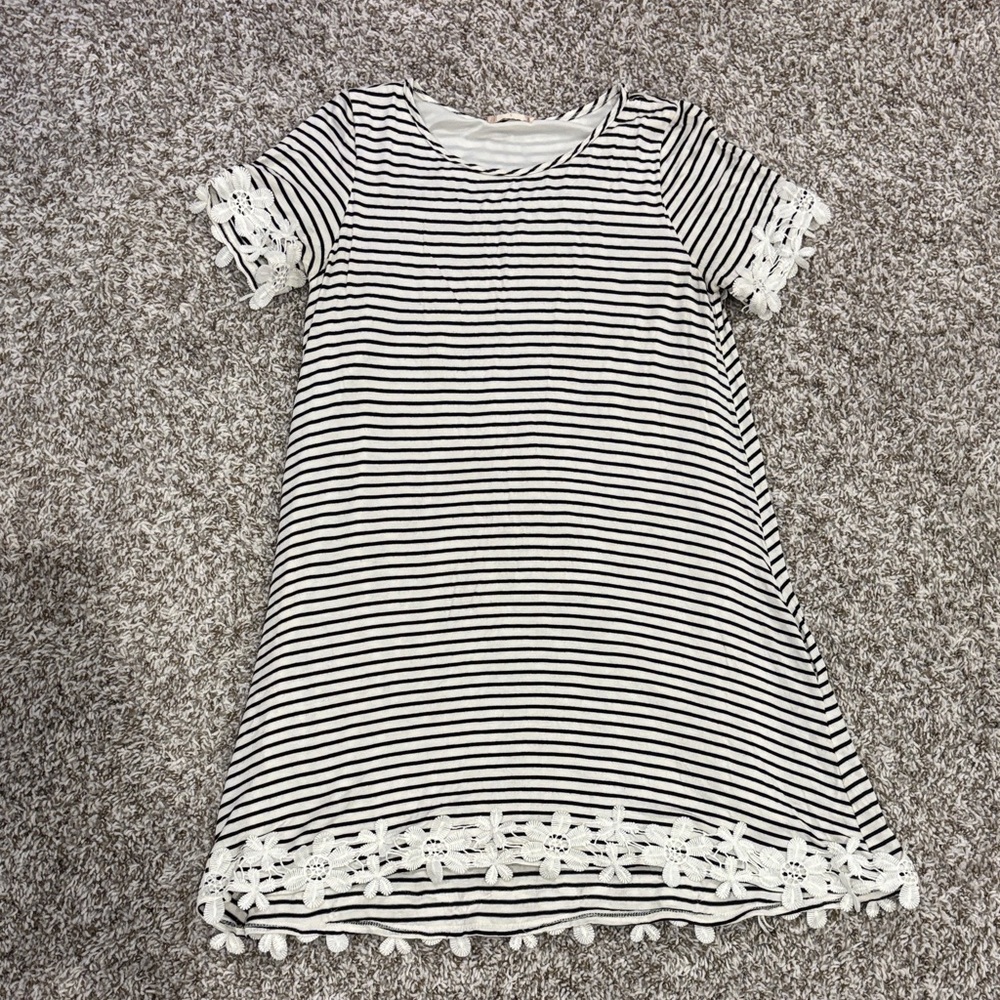 Altar'd State Striped Dress with Lace Accents
